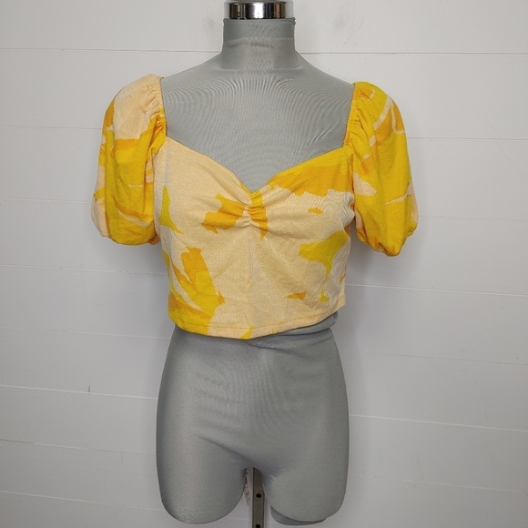 Zara ribbed puff sleeve crop top size L - Picture 4 of 12